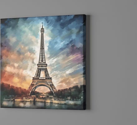 Canvas Schilderij - Eiffeltoren - Parijs - Abstract - 40x40x2 cm