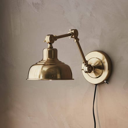 Markslöjd Wandlamp Grimstad, antiek messing, ijzer, stekker