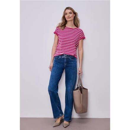 Shirt met hangende schouder en strepen