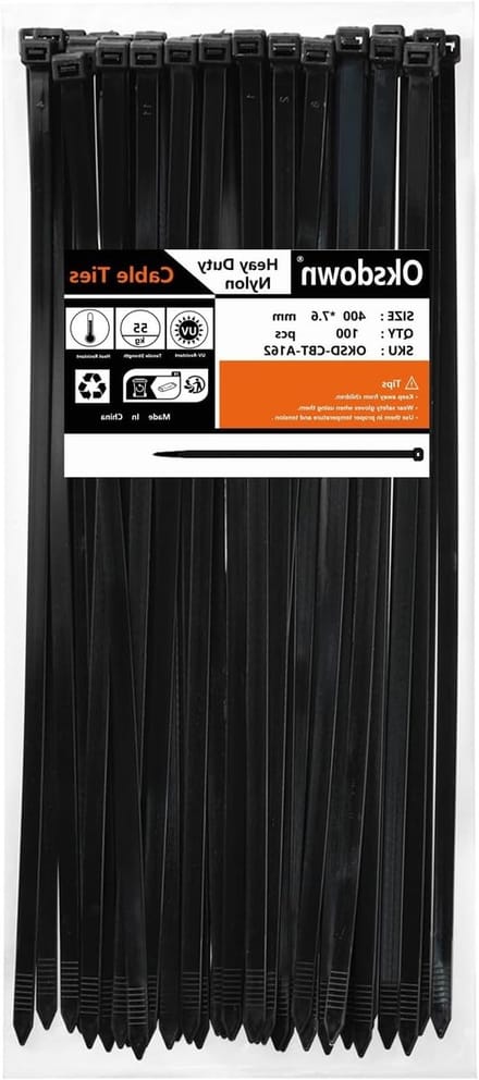 Extra sterke kabelbinders 400 mm x 7,6 mm - 100 stuks, UV-bestendig, zelfvergrendelend, multifunctioneel en duurzaam