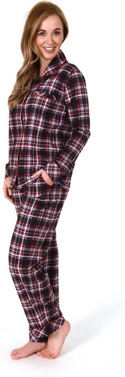 Norman dames pyjama flanel 201 90821 - Rood - M 40/42