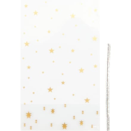 Bodemzak "Gouden sterren" met sluitstrip - 9 x 15 cm