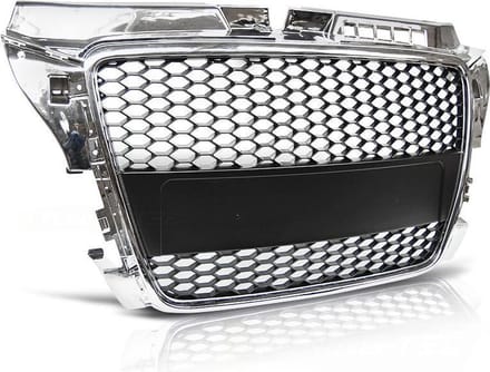 Grille - geschikt voor AUDI A3 (8P) 04 08-07 12 - RS-STIJL - CHROOM