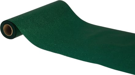 Chaks Tafelloper op rol - 2x - donker groene glitter - 30 x 500 cm - polyester