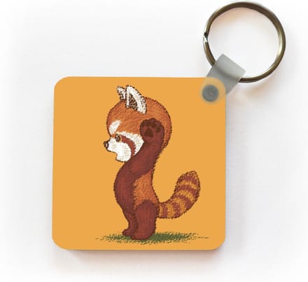 Sleutelhanger - Uitdeelcadeautjes - Illustratie van een staande rode panda - Plastic