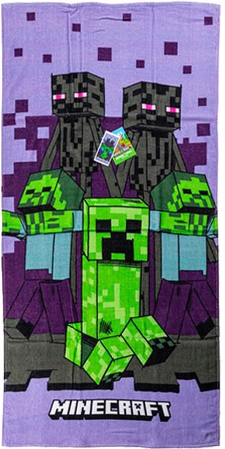 Minecraft Strandlaken paars 70 x 140 cm - katoen