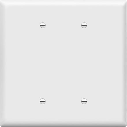 Dubbele Blindstop Contactdoosplaat 2-Polig 5,5" x 5,5" Onbreekbaar Polycarbonaat UL-gecertificeerd Wit