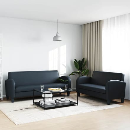vidaXL - Bankstel - kunstleer - zwart - 2-delig