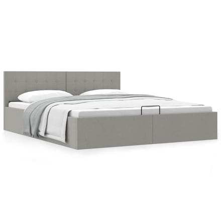 vidaXL - Bedframe - met - hydraulische - opslag - stof - lichtgrijs - 160x200 - cm