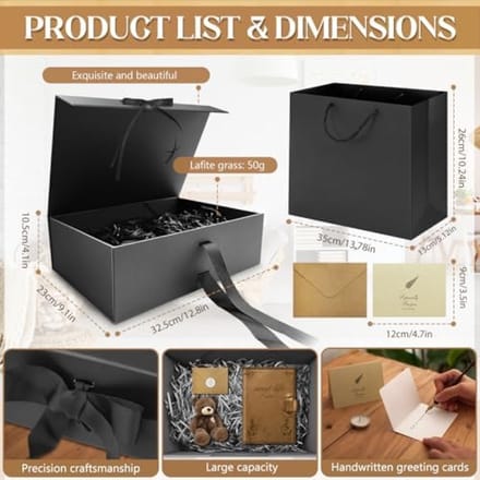 Set van 2 Zwarte Geschenkdozen met Complete Accessoires