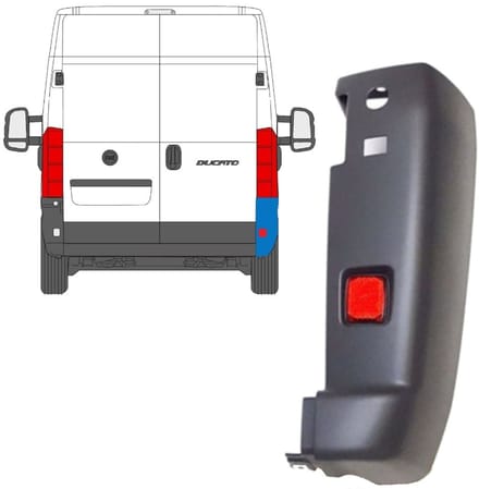 Hoek achterbumper + reflectorlamp voor Peugeot Boxer 2006-2018 / Rechts / Set