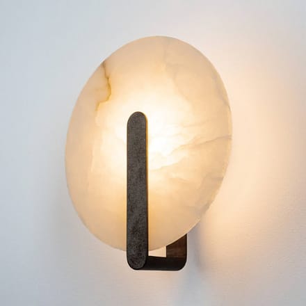 Zambelis LED wandlamp 2553, wit/zwart, Ø 25 cm, albast