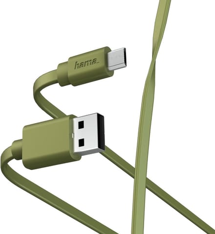 Hama Oplaad-/gegevenskabel Flat USB-A - Micro-USB 1 M Groen