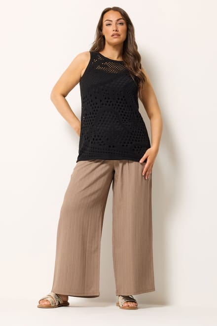 Yours Zwart Gebreid Top Met Steekdetails Size 46-48