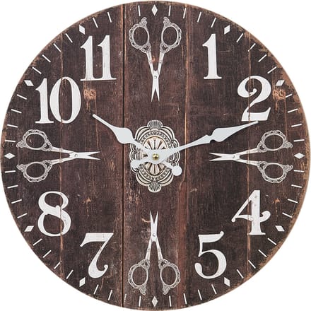 Clayre & Eef Wandklok Ø 34 cm Bruin Wit MDF Scharen