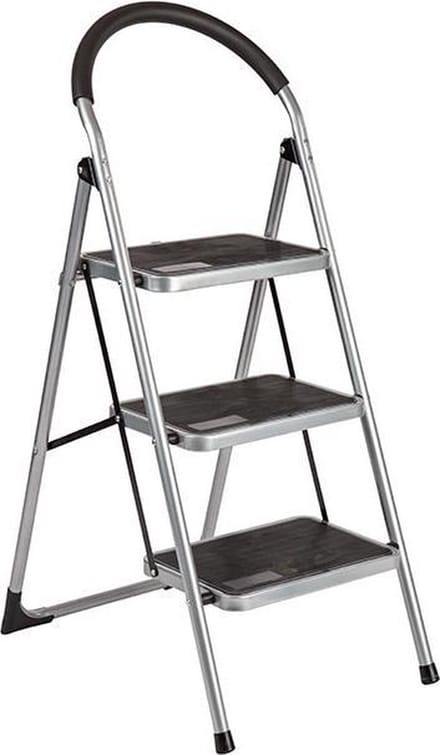 Trapladder keukentrap met brede treden King 3 treden