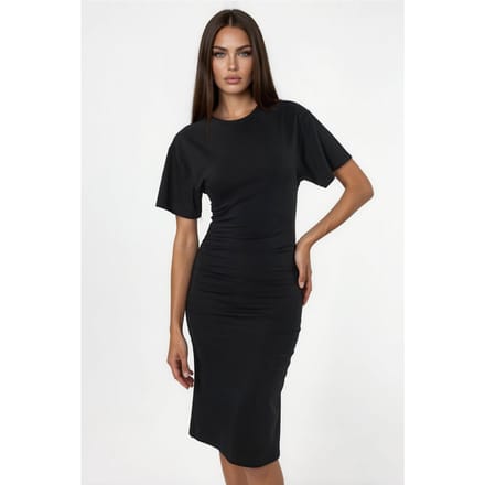 Korte Mouw Mini T-Shirt Jurk met Drapé
