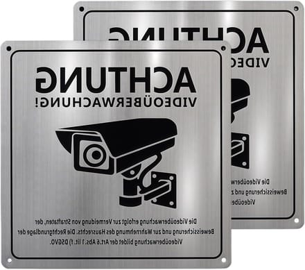 Videobewaking Bord - Camerabewaking Teken - Perceel Beveiligen - Zelfklevend Aluminium - 15 x 15 cm - Zwart/Zilver