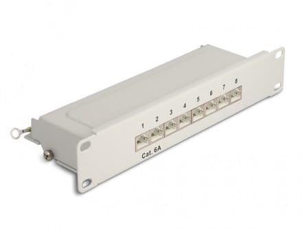 Delock 10 inch patch panel | 8x RJ45 | CAT6a | STP | 1U | grijs