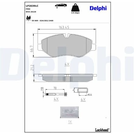 Remblokkenset, schijfrem DELPHI LP2039LC
