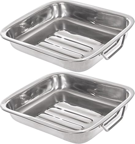 CM Braadslede/ovenschaal RVS - 2x - rechthoekig - 26 x 21 x 5 cm - braadblik - oven