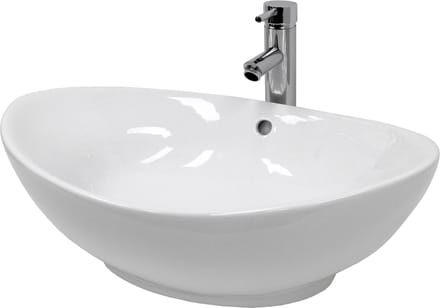ECD Germany Wastafel Wastafel 590x390x200 mm Keramiek Ovaal Wit incl. afvoergarnituur voor wastafel met overloop Aanrechtblad Wastafel Wastafelkom