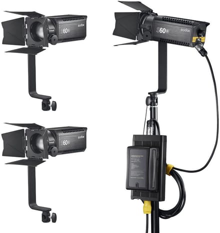 Godox S60Bi-D 3-Licht S60Bi Kit met accessoires – Set met 3 LED lampen
