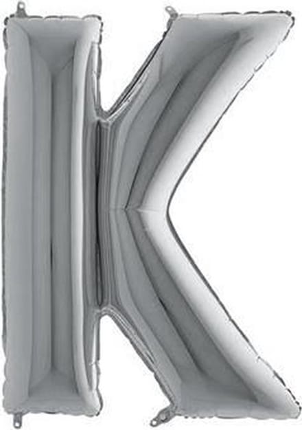 Folieballon letter K zilver (100cm)