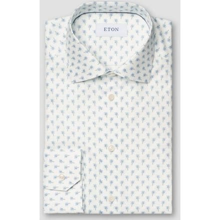 Eton Overhemd Allover Mini Palm Tree Pattern Signature Twill Licht Blauw / male
