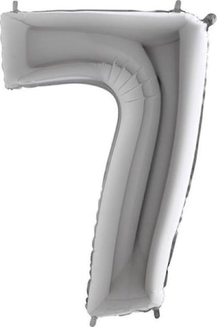 Folieballon - Cijfer 7 - zilver - Grabo Balloons - 66cm