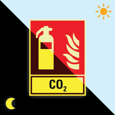Extra lichtgevend CO2 blusser bord - aluminium - F001