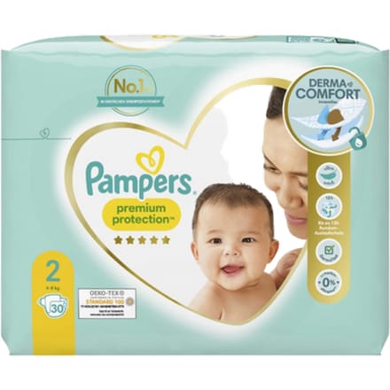 Pampers Premium Protection Maat 2 (4-8 kg) 30 stuks.