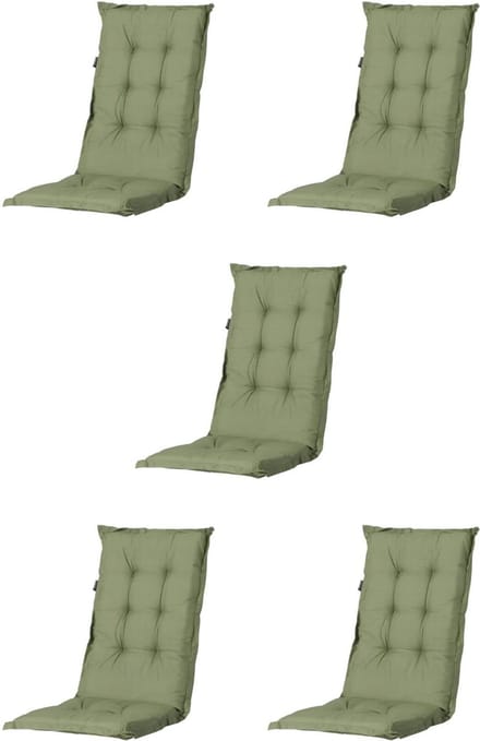 Madison - Tuinkussen - Universeel - Hoge Rug - 5 st. - Basic Green - 120x46cm - Groen - Tuinstoelkussens - Standenstoel