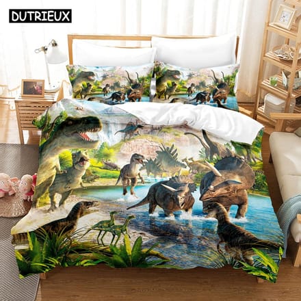 3D De Dinosaurus Beddengoed Sets Dekbedovertrek Set Met Kussensloop Twin Full Queen King Beddengoed Bedlinnen EU Double(200x200cm)