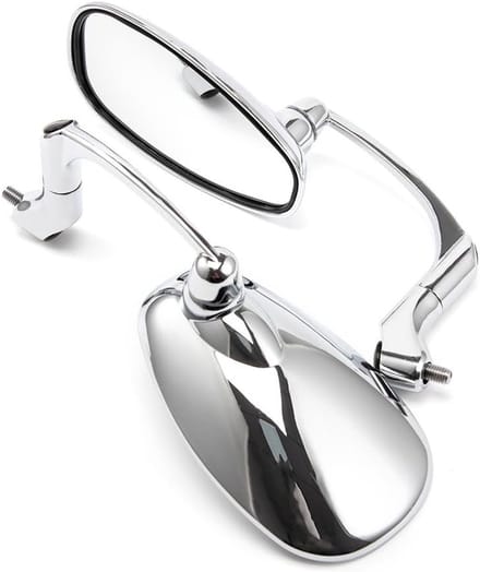 Motorcycle Side Mirror Oval 8mm 10mm for Cafe Racer Bobber Chopper (Silver) - ShopVlot