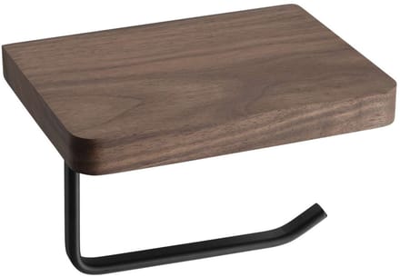 Sapho Toiletrolhouder met planchet, mat zwart/noten