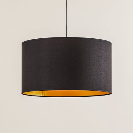 Euluna - Hanglamp - 1licht - Kunstvezeltextiel - H: 25 cm - E27 - zwart, goud