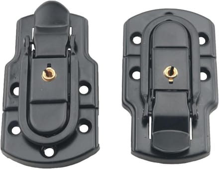 2PCS Suitcase Latch Luggage Clip Briefcase Briefcase Latch Hardware Aluminum Toggle Buckle Lock with Key Airline Case Accessories Toolbox Hasp Luggage Case Black