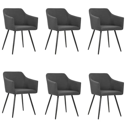 vidaXL Eetkamerstoelen 6 st stof donkergrijs