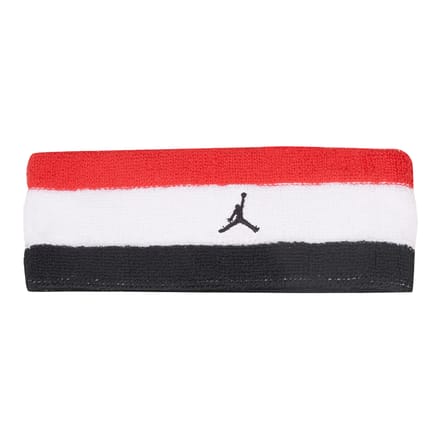 Nike Contrast gestreepte badstof hoofdband (Rood/Wit/Zwart)