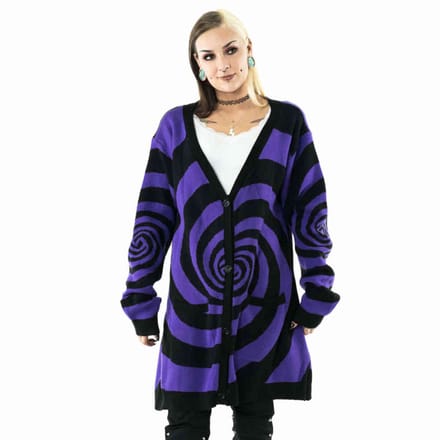 Vixxsin - Hypno Lange cardigan - M - Zwart/Paars