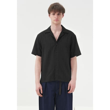 Korte Mouwen Textured Katoenen Shirt
