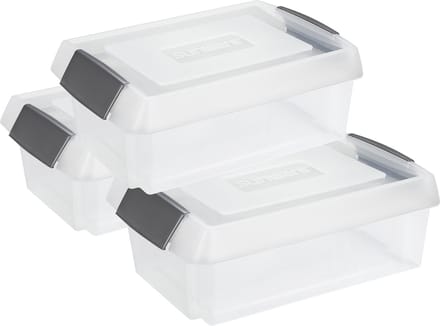 Sunware opslagbox - 3x stuks - 30L transparant - 59 x 39 cm - hoge deksel