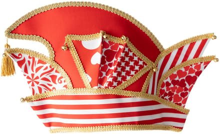 Carnavalscommissiepet patchwork rood-wit