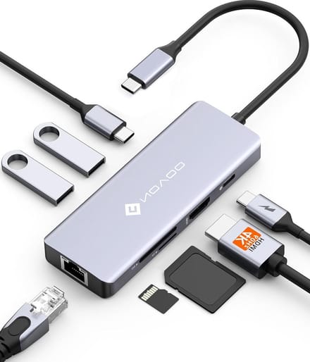 HDMI hub 4K 8-in-1 adapter USB - HDMI RJ45 100W PD Ethernet - USB C
