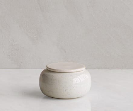 Seres Mini Urn – Handgemaakt Keramiek – Wit Gespikkeld – 200 ML - Inclusief Aszak