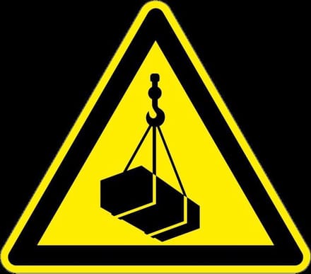 Waarschuwingssticker hangende last - ISO 7010 - W015 400 mm