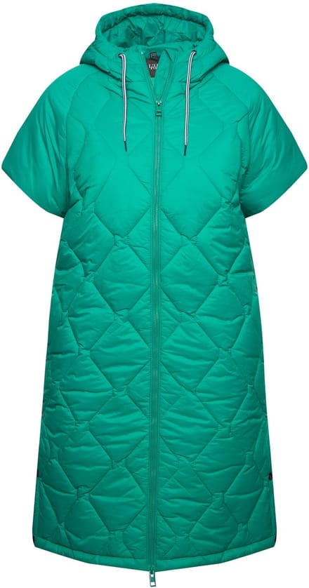 Ulla Popken - Dames - HYPRAR doorgestikte bodywarmer trekkoord 2-wegritssluiting - Smaragdgroen - Maat 46+