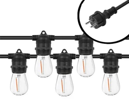 10m Arena Eco Prikkabel – Vaste lampen – Extra Warm Wit 1800K