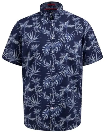 D555 Truro Navy Hawaiian Overhemd blauw Printed Big Men Size 3XL
